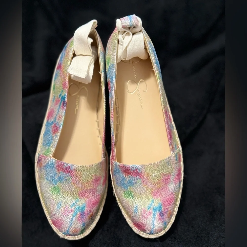 Jessica Simpson Pink and Blue Espadrilles with Artistic Design New*
